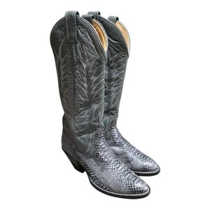 Nocona Cowboy Boots Mens Size 7B Gray Exotic Python Snakeskin